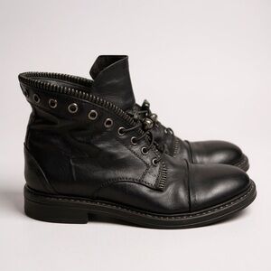 The Shoe Box Leather Combat Boots Women's 6 Bronze Blue Skull Head Punk Goth UK